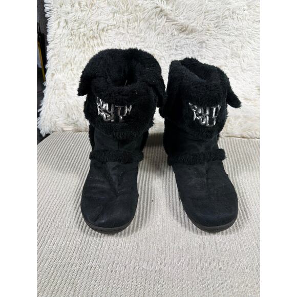 South Pole Boots Womens Size 10W Black Faux Fur Cabin Slipper House Shoes - Picture 1 of 11